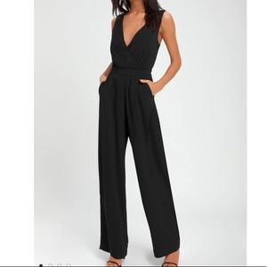 LULUS Kiska Black Lace Wide-Leg Jumpsuit
